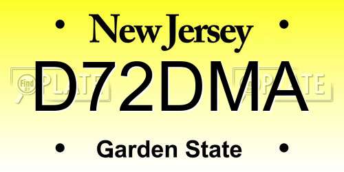 D72DMA New Jersey License Plate