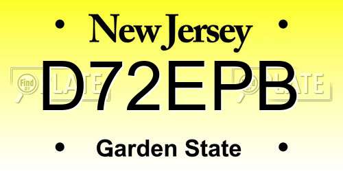 D72EPB New Jersey License Plate