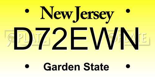 D72EWN New Jersey License Plate