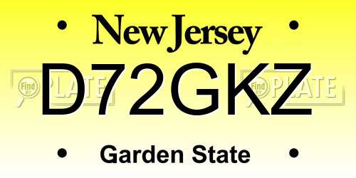 D72GKZ New Jersey License Plate