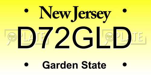 D72GLD New Jersey License Plate