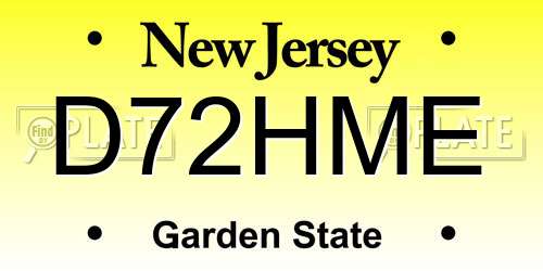 D72HME New Jersey License Plate