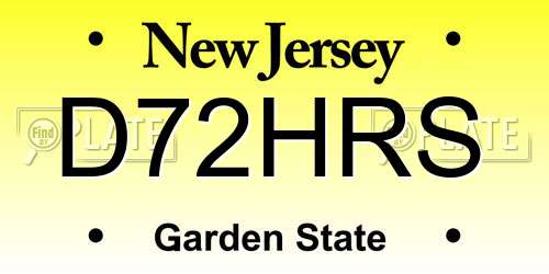 D72HRS New Jersey License Plate