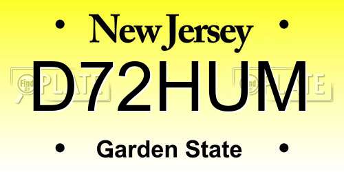 D72HUM New Jersey License Plate