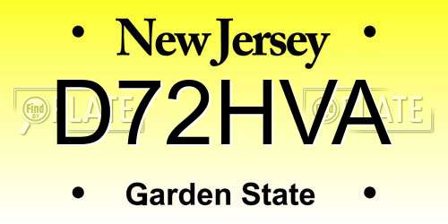 D72HVA New Jersey License Plate