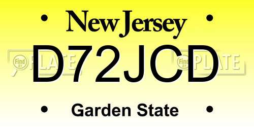 D72JCD New Jersey License Plate