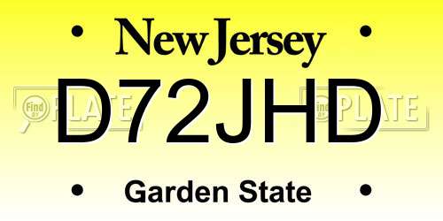 D72JHD New Jersey License Plate