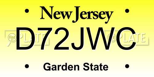 D72JWC New Jersey License Plate