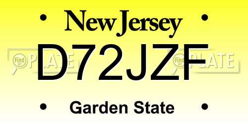 D72JZF New Jersey License Plate