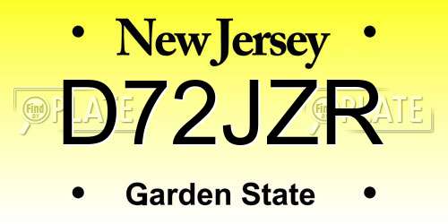D72JZR New Jersey License Plate