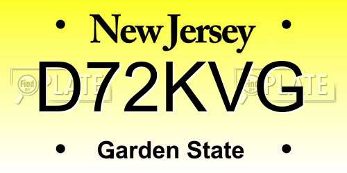 D72KVG New Jersey License Plate