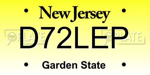 D72LEP New Jersey License Plate