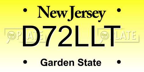 D72LLT New Jersey License Plate