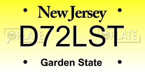 D72LST New Jersey License Plate
