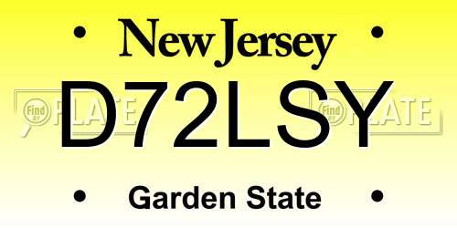 D72LSY New Jersey License Plate