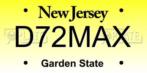 D72MAX New Jersey License Plate