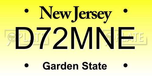 D72MNE New Jersey License Plate