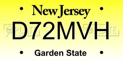 D72MVH New Jersey License Plate
