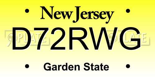 D72RWG New Jersey License Plate