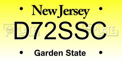 D72SSC New Jersey License Plate
