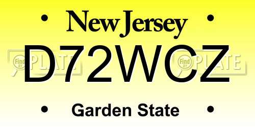 D72WCZ New Jersey License Plate