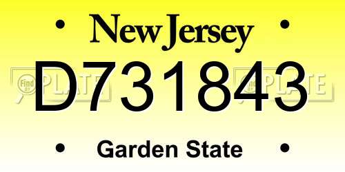 D731843 New Jersey License Plate