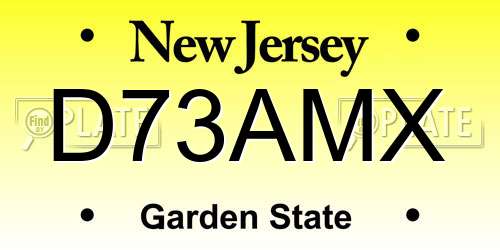 D73AMX New Jersey License Plate