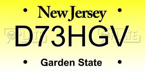 D73HGV New Jersey License Plate