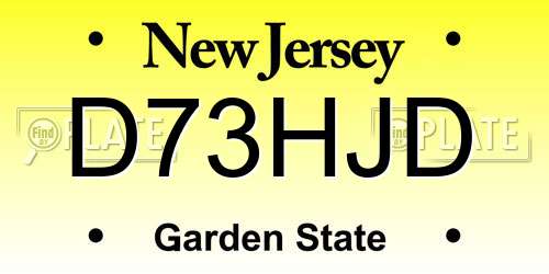 D73HJD New Jersey License Plate