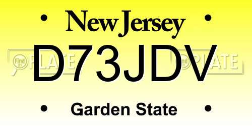 D73JDV New Jersey License Plate