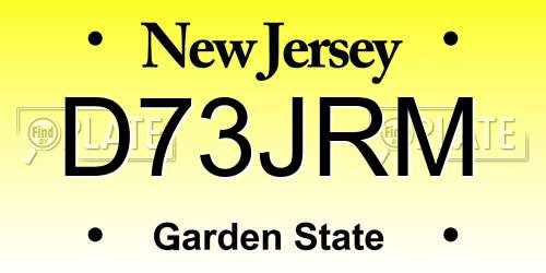 D73JRM New Jersey License Plate