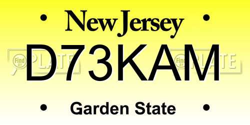 D73KAM New Jersey License Plate