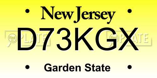 D73KGX New Jersey License Plate