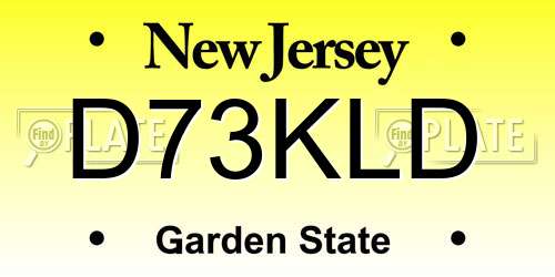 D73KLD New Jersey License Plate