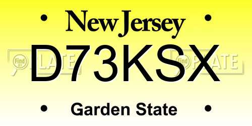 D73KSX New Jersey License Plate