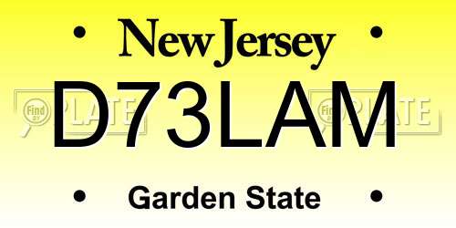 D73LAM New Jersey License Plate