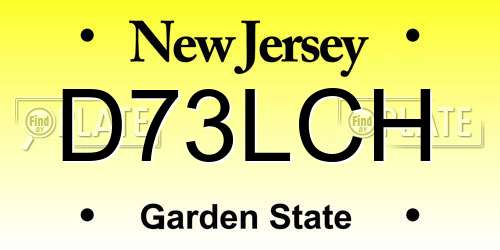 D73LCH New Jersey License Plate