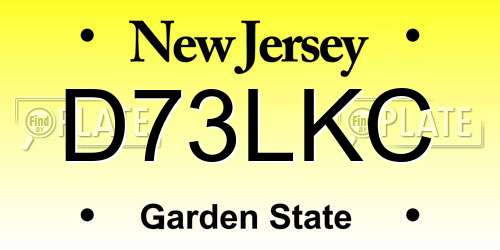 D73LKC New Jersey License Plate