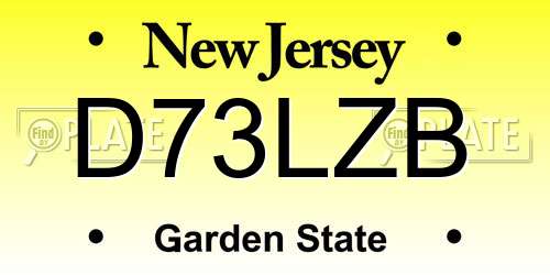 D73LZB New Jersey License Plate