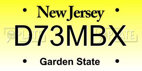 D73MBX New Jersey License Plate