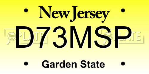 D73MSP New Jersey License Plate
