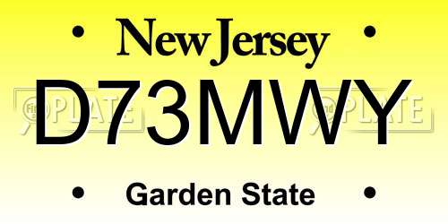 D73MWY New Jersey License Plate