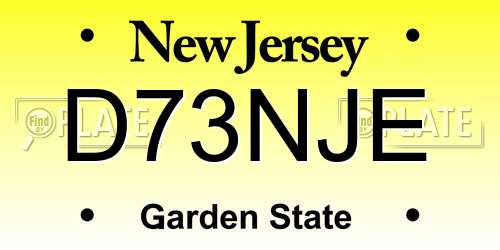 D73NJE New Jersey License Plate