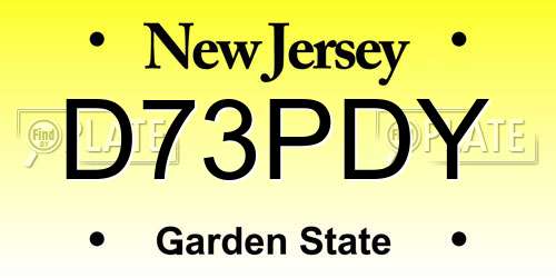 D73PDY New Jersey License Plate