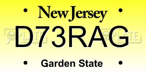 D73RAG New Jersey License Plate