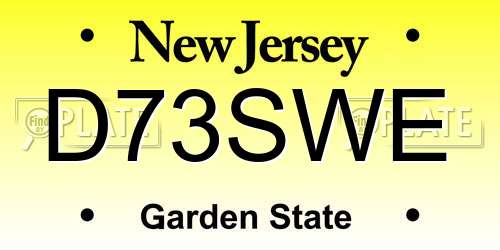 D73SWE New Jersey License Plate