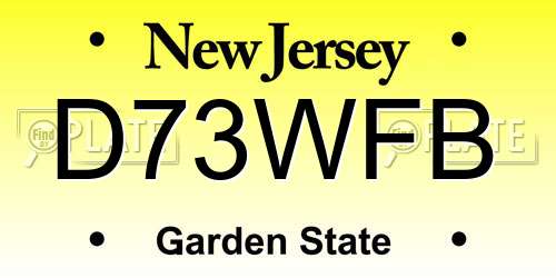 D73WFB New Jersey License Plate