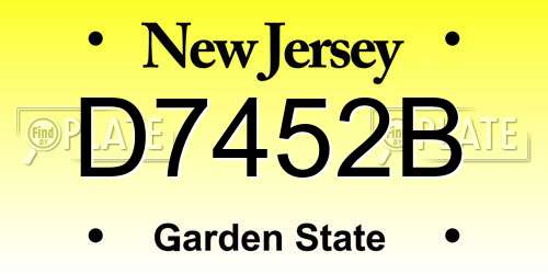 D7452B New Jersey License Plate