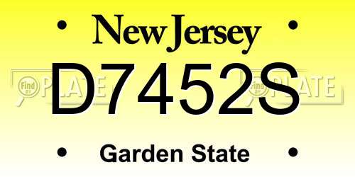 D7452S New Jersey License Plate