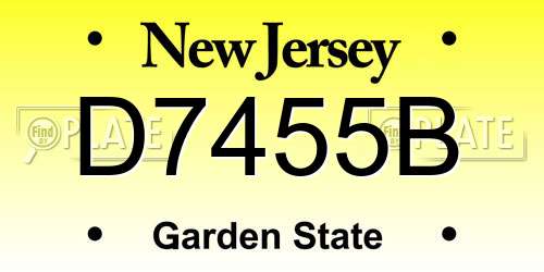 D7455B New Jersey License Plate